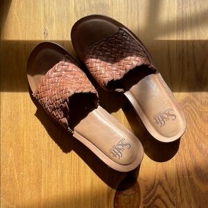 Sofft Brown Woven Slide Sandals